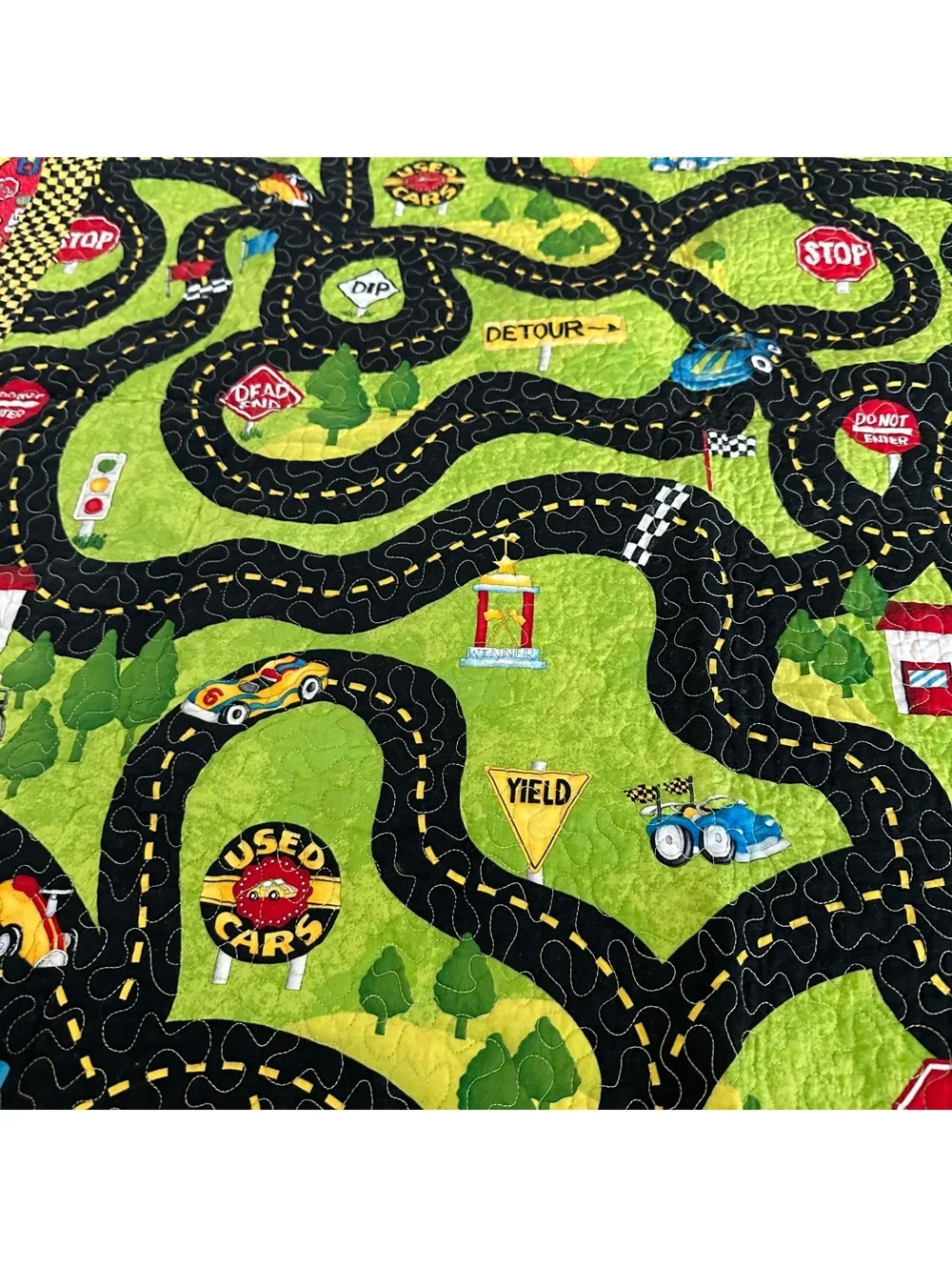 handmade Boys Cars Racing Track Quilt